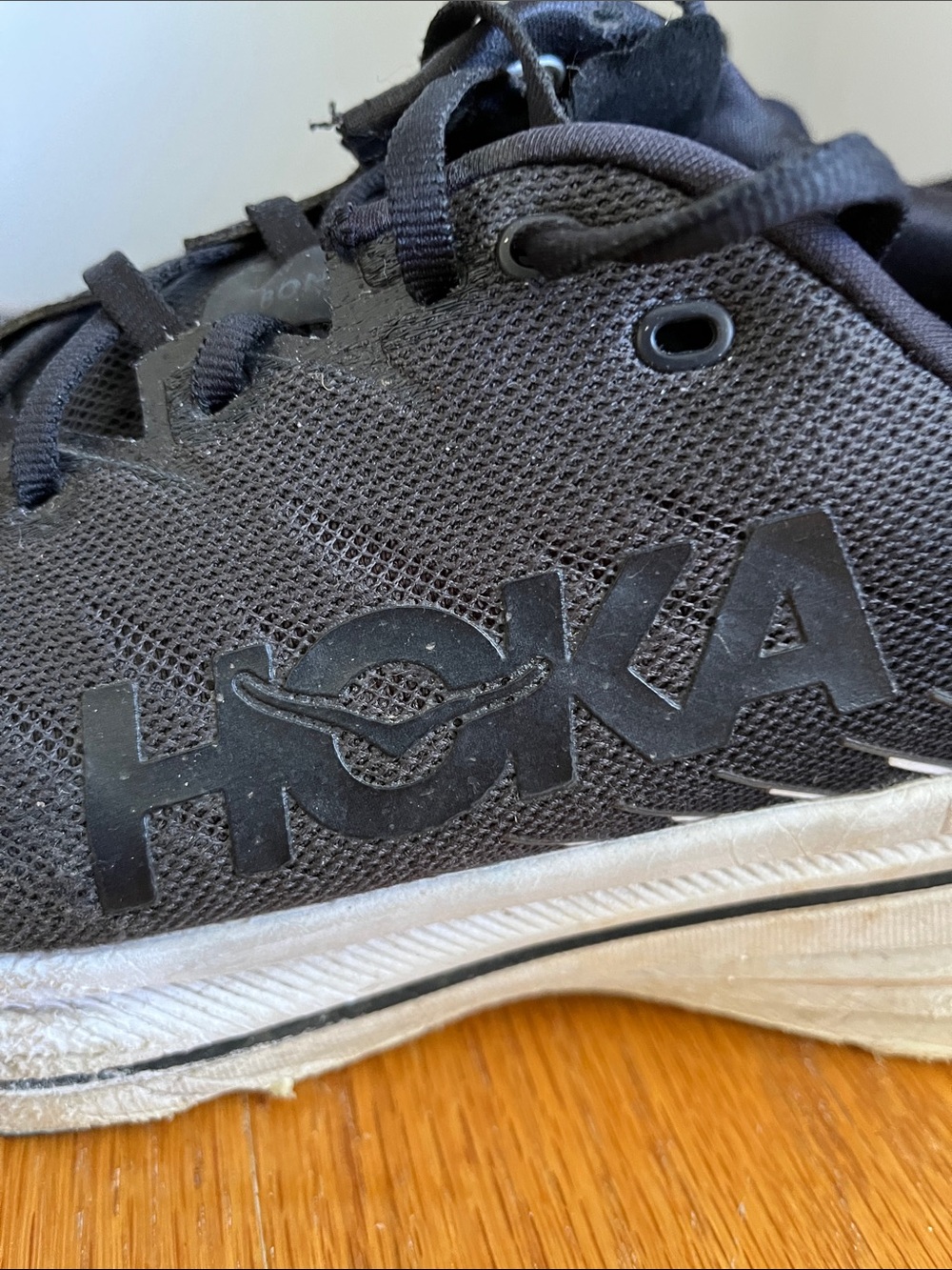 Hoka Black Sneakers with White Soles US 11 - Picture 2 of 8